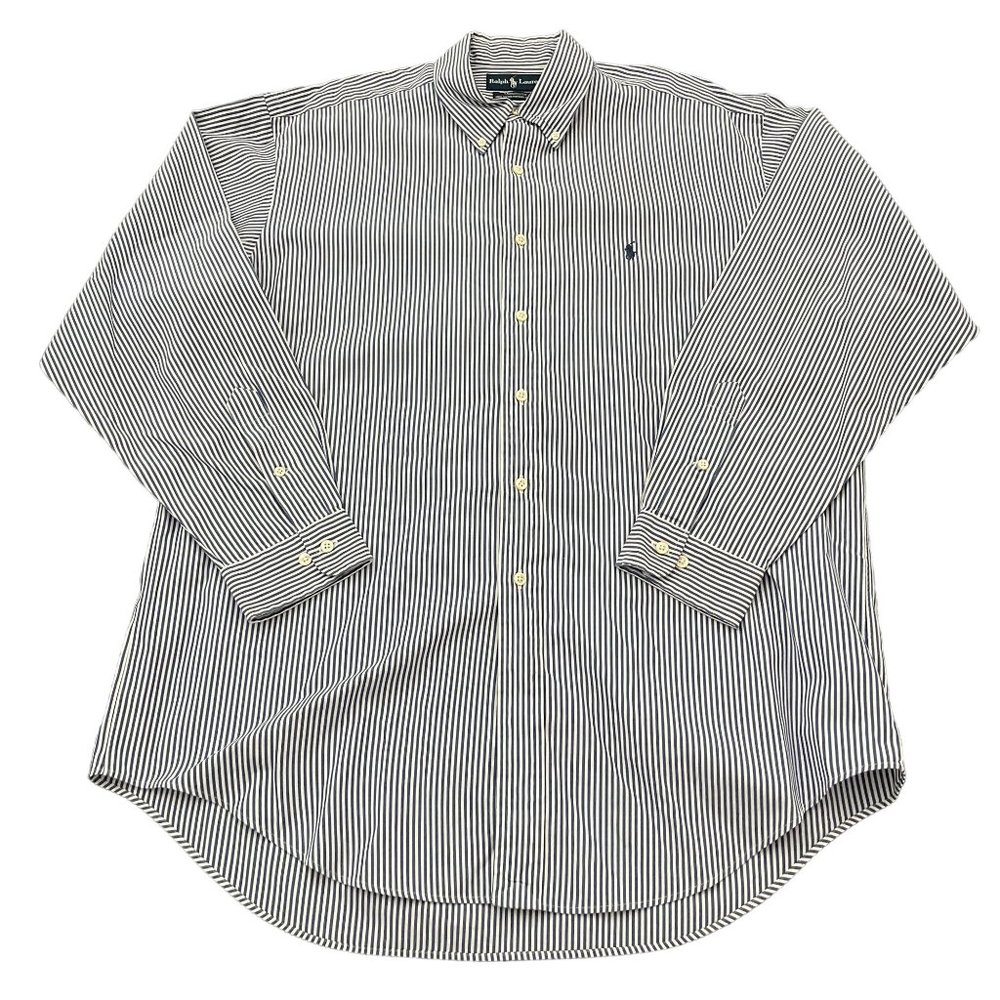 Ralph Lauren Yarmouth Blue/White Pin Striped Button Down LS Shirt, Sz 16.5 34/35
